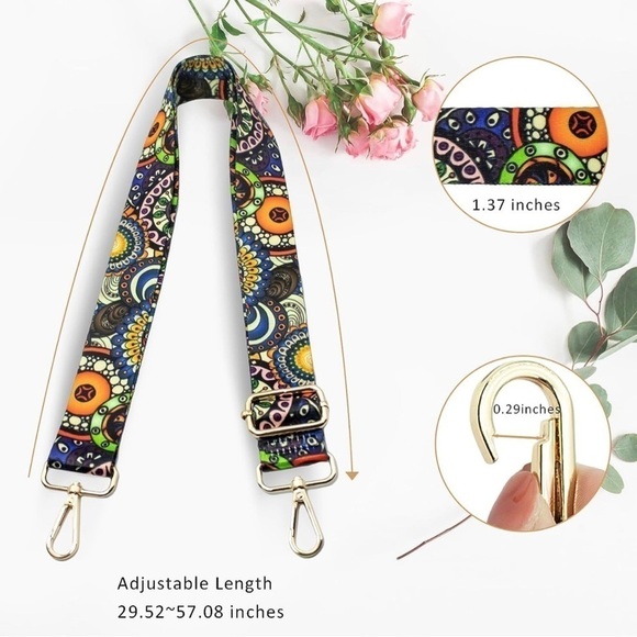 Crossbody Strap Accessory Multicolored Teal Blue Peach White Burgundy NEW - Picture 7 of 8